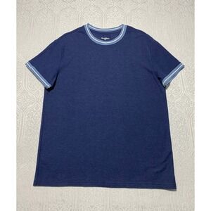 Goodfellow & Co Mens Ringer T-Shirt Navy Blue Striped Trim Crew Neck Large L